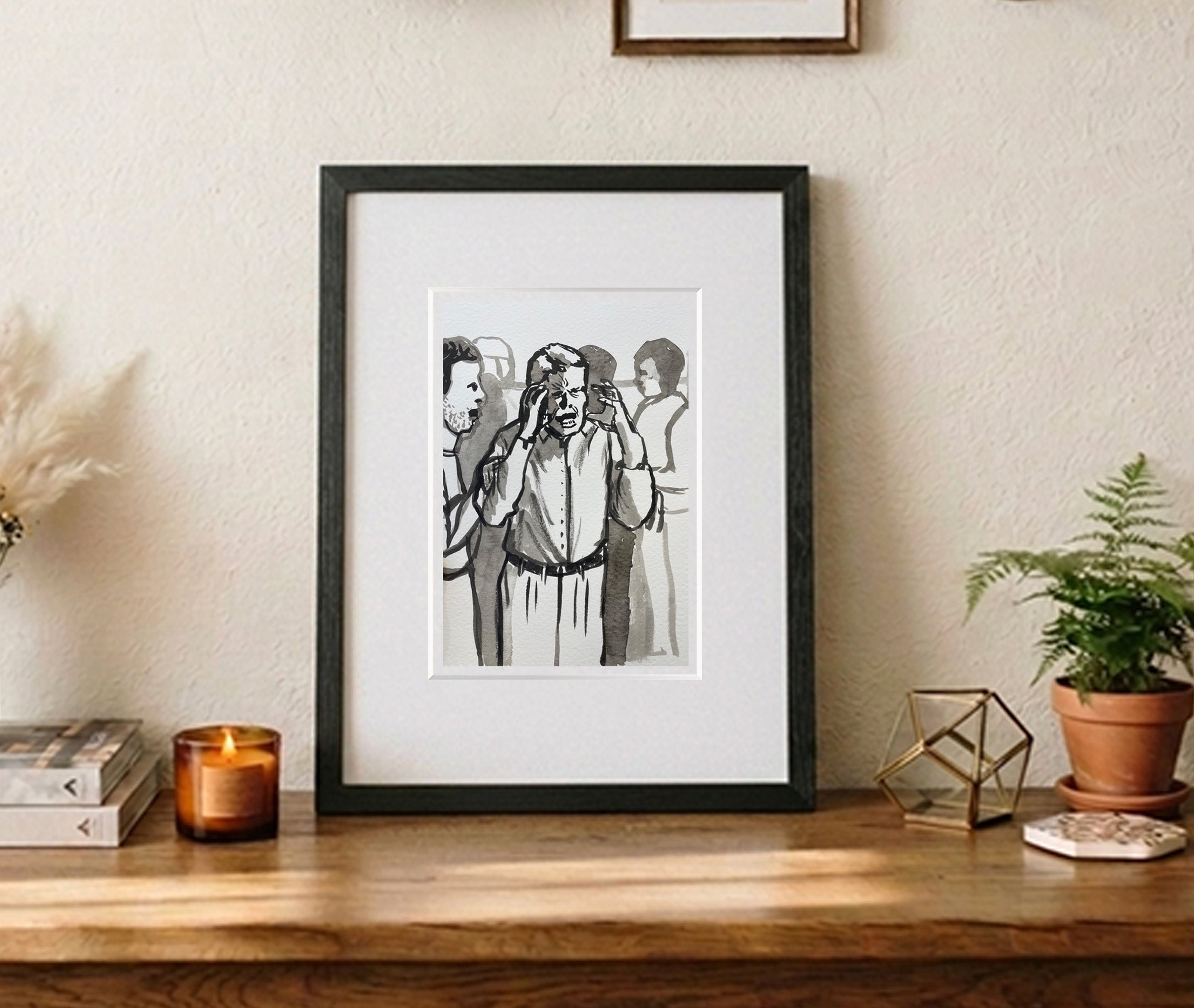 8x10" Black Handmade Frame, White Matte